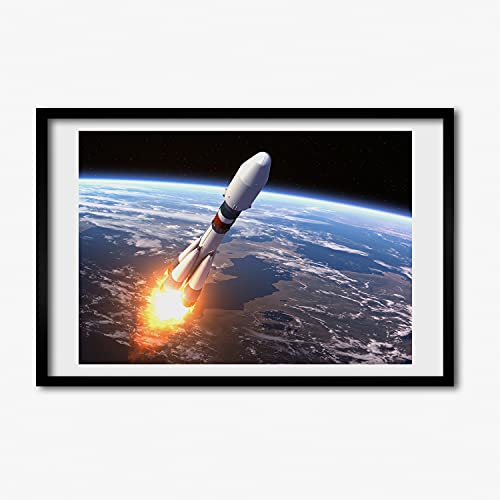 Cadre photo 60x40 cm anti-déformation Tulup pour affiche fusée spatiale sur tableau MDF