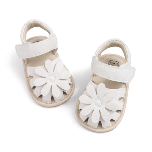 Image of HsdsBebe Baby Girls Sandals Bohemia Flower Bow Soft Sole Toddler First Walkers Beach Summer Shoes