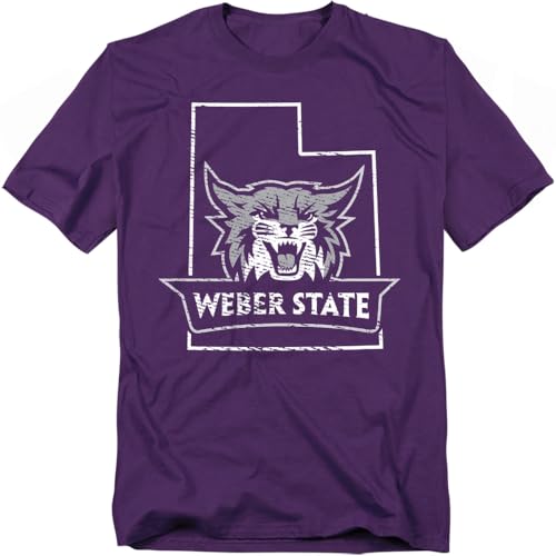 Weber State University Official State Shape Unisex Adult T Shirt,Purple, Large