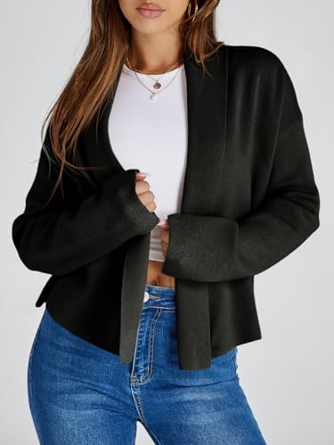 Image of Saodimallsu Womens Cropped Cardigan Open Front Shawl 2026 Fall Trendy Long Sleeve Sweater Jacket