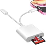 SD Card Reader for iPhone iPad Mac, USB C &Lightning Dual Connector, Digital Camera Adapter to iPhone, Hunting Trail Camera Memory Card Viewer with SD/Micro SD 2 Slot, No App Plug and Play