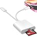 Denlane SD Card Reader for iPhone iPad, USB C & Lightning Dual Interface Memory Card Reader, Digital Camera Adapter to iPhone/MacBook/USBC Laptop for SD/TF/Sim Card, Plug & Play, Camera Accessories