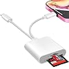 Lector de tarjetas SD Denlane para iPhone iPad, lector de tarjetas de memoria con interfaz dual USB C y Lightning, adaptador de cámara digital para iPhone/MacBook/laptop USBC para tarjeta SD/TF/Sim