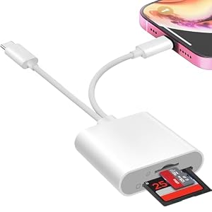 Lector de tarjetas SD Denlane para iPhone iPad, lector de tarjetas de memoria con interfaz dual USB C y Lightning, adaptador de cámara digital para iPhone/MacBook/laptop USBC para tarjeta SD/TF/Sim