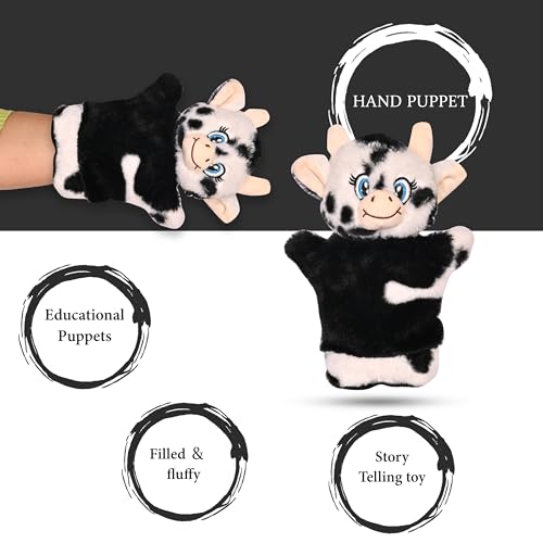 Image of Besties Cow Hand Puppets for Kids - Soft Hand Puppets for Kids, Story Telling Puppet for Kids, Hand Puppet Toy, Plush Animals Hand Puppet Toys, Fun Play Learning Toys - (Cow Black)