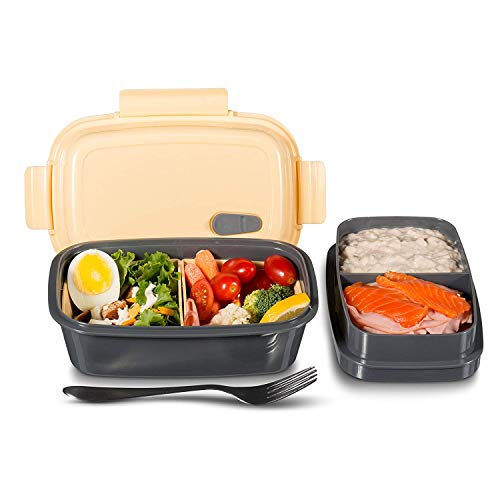 Fresh Box Premium Bento Lunch Box - Leakproof, Bpa-Free, Multi-Compartment, Detachable Microwave Vent, Convertible Food Container With Re-Freezable And Removable Ice Pack #TOP7