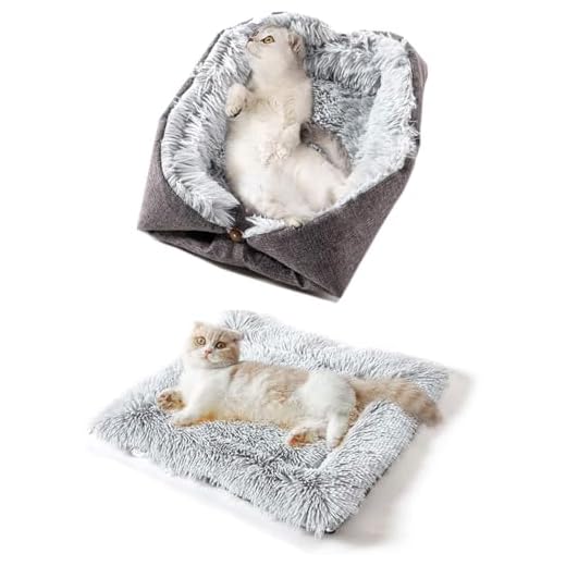 fuzhik Panier pour Chat Coussin Panière Coussin Lit Apaisant Comfy pour Chien Cat Hiver Peluche Grand pour Animal Domestique Chiot Chaton Minou Double Usage