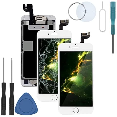 ZTR for iPhone 6s Plus 5.5 inch LCD Display Digitizer Glass Touch Screen Replacement Full Assembly with Home Button Front Facing Camera Proximity Sensor Earpiece Speaker Tools(White) Cover