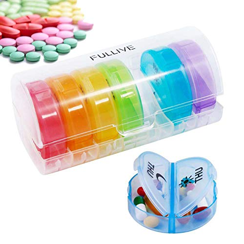 YLLYI Pastillero Colorido Pastillero De Una Semana, Pastillero Redondo Portátil De 28 Cuadrículas, Pastillero Redondo Mini Viaje A Prueba De Humedad, Portátil,B