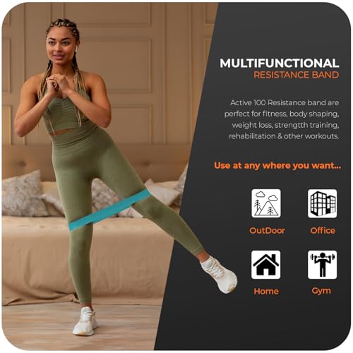 Image of Resistance Bands, Set of 5 Different Levels, Exercise Band for Home Gym, Training and Yoga with Carrying Bag (Mint Green-Blue)