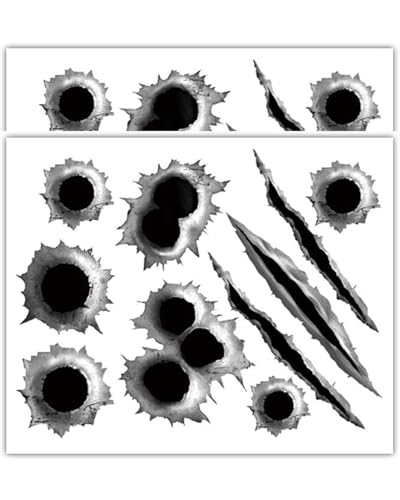 TPZORJX 2 Pcs pegatinas con agujeros de bala, pegatinas 3D, impermeables, para coche, scooter, casco de moto, bicicleta, portátil, smartphone