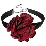 PATIKIL Rose Chokers Necklace for Women, Red Flower Chokers Necklace Adjustable Velvet Chokers Fashion Accessories for Bride Wedding Bridal Shower Halloween Prom