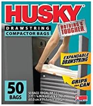 Poly-America Husky HK18XDS050W Drawstring Compactor Bag 50 ct, 18 Gallon