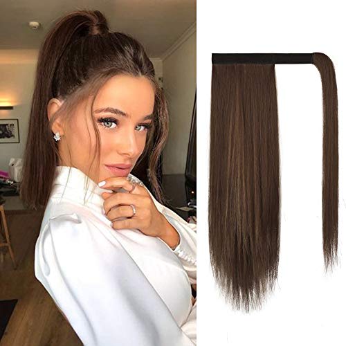 Barsdar Wrap-Around Clip In Short Straight Ponytail Hair Extensions, Natural Fluffy Ponytail Synthetic Fiber Hairpieces For Women Girls(14 Inch Light Golden Brown Mix Pale Golden Blonde) #TOP20