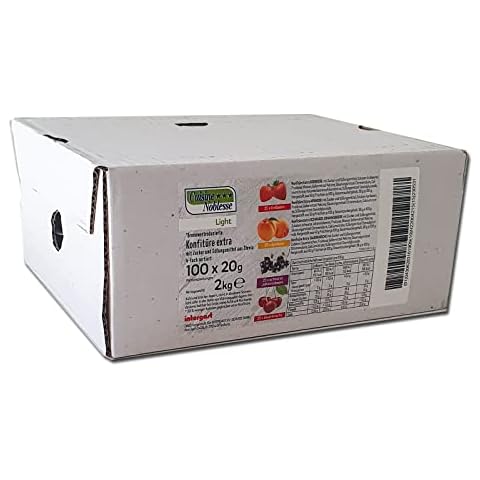 Konfitüre Light Portionen 100 x 20g Erdbeere, Aprikose, Schwarze Johannesbeere, Kirsche | Marmelade für Diabetiker in Portionspackungen | Diät Konfitüre von Cuisine Noblesse Cover