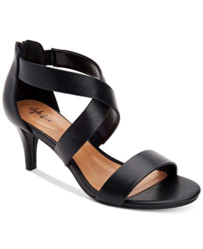 Style & Co. Womens Paysonn Criss-Cross Front Kitten Heels Black 6.5 Medium (B,M)