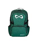 Nfinity Mochila brillante para animadoras, Kelly Green Sparkle/Logotipo blanco