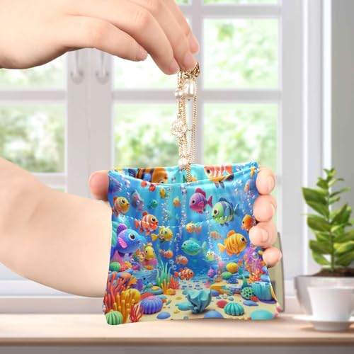Colorful Sea Fishes Coin Purse Leather Pouch Change Purse, Squeeze Coin Pouch for Cards, Keys & Lipsticks, Unisex4