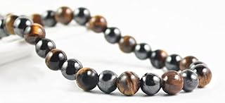 Premium Tiger's Eye Stone High Strength Hematite Magnetic Beads Therapy Necklace, Arthritis Pain Migraine,Joint Pain, Anxiety Relief Healing Stones Black Obsidian Jewelry for Men and Women(Unisex)