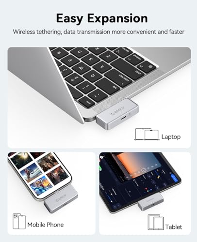 Image of ORICO FlashPod 128GB Aluminum Alloy Portable SSD with PD 100W Fast Charging, Direct Plug Design, 90MB /s External Solid State Drive, Reliable Storage for iPhone 16 /15, Tablets & Laptops - S5