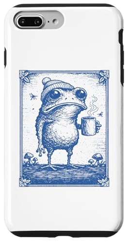 Funny Frog Drinking Coffee Cottagecore Grumpy Toad �X�}�z�P�[�X iPhone 7 Plus/8 Plus �p