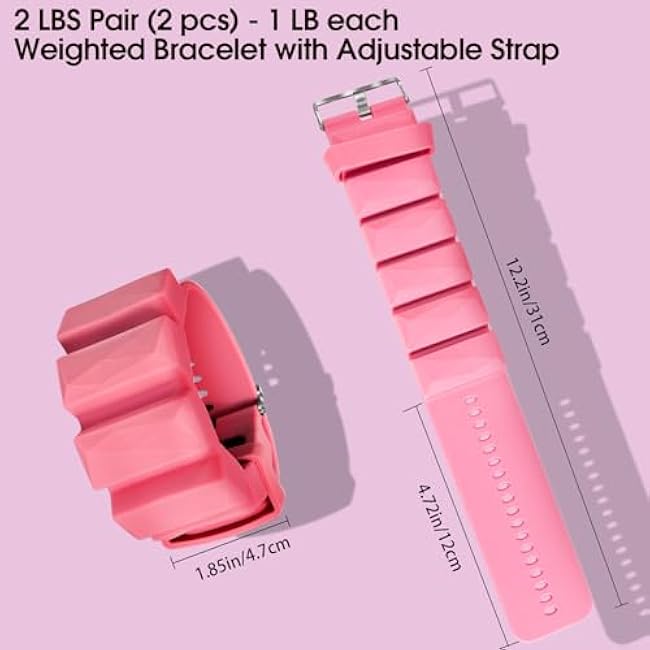 Wearable Wrist and Ankle Weights -1 lb set of 2, Ankle Weights for Women and Men, Wrist Weights for Pilates, Yoga and Walking Exercise, Office Workout and Home Gym Equipment. Adjustable Wristband and Bracelet for Hand, Leg, Wrist and Ankle