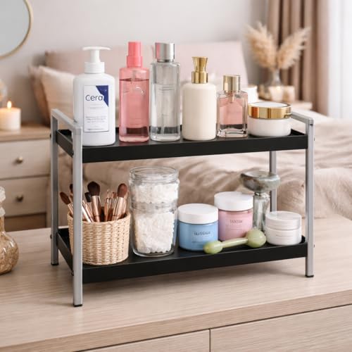 Image of THEODORE 2 Layer Plastic Vegetable Trolley Rack for Kitchen Storage Vegetable Organizer, Vegetable Stand for Kitchen Basket, Storage Racks (Grey, 2 Layer)
