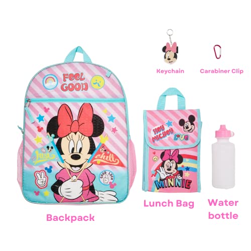Disney Minnie Mouse Backpack Set For Kids, 16 Inch With Lunch Bag And Water Bottle, Pink #TOP1