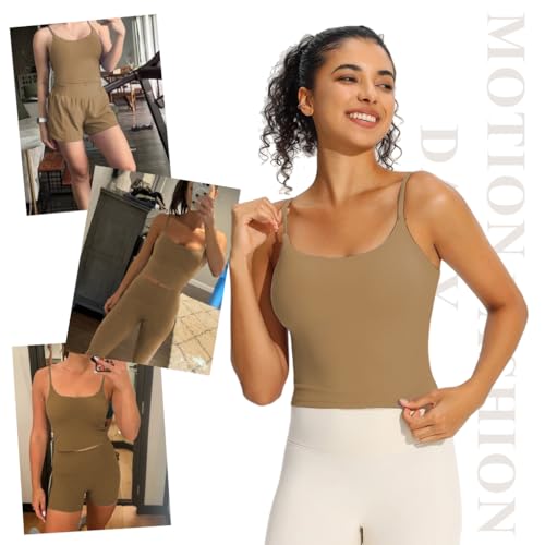 Image of SANNIDHI Camisole Tops for Women Built in Bra Adjustable Strap Soft Cotton Undershirt Tanks Seamless Layering Tops, XL