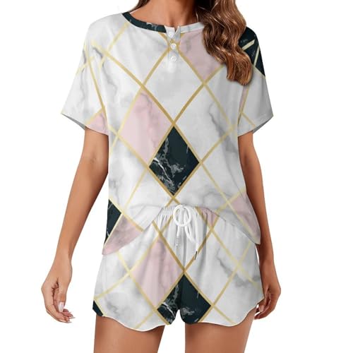 Pyjama femme en marbre ensemble de nuit d'été raffiné aux finitions haut de gamme