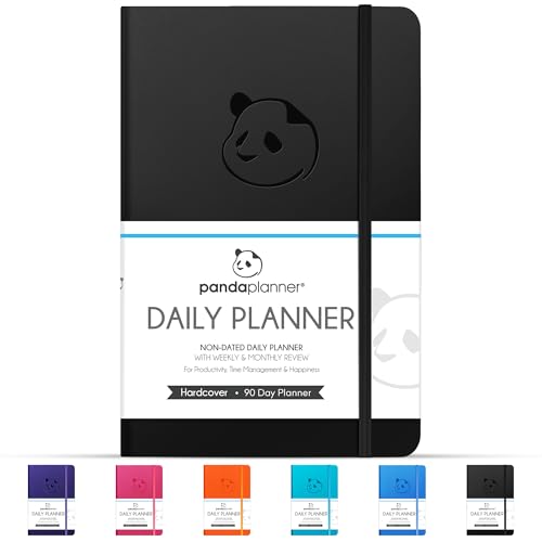 Image of Black Daily Planner 2021-2022 by Panda Planner - Organizer Planner for Goals, Gratitude & Focus - Weekly & Monthly Agenda Sections - Undated 90 Day Planner