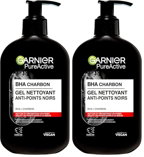 Garnier Pure Active - Gel Nettoyant Visage Anti-Points Noirs - Nettoie & Désincruste les Pores - Enrichi en Charbon Actif et Acide Salicylique - Pour Peaux à...