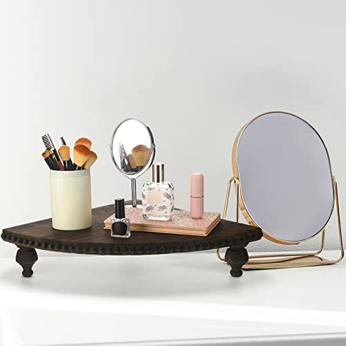 Wood Corner Counter Shelf Wash Rustic Pedestal Stand Kitchen Counter Decor Bathroom Corner Shelf Riser Beaded Corner Farmhouse Tray With Detachable Legs Corner Bathroom Organizer For Display (Brown) #TOP6