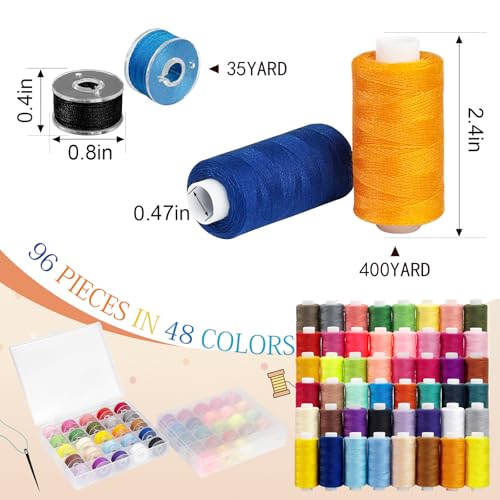 Kit de Hilos para Costura 96 Piezas, 48 Colores miniatura 2