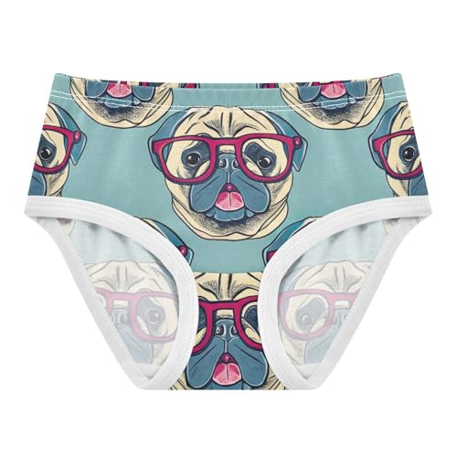 Cute Pug Dogs Green Girls Underwear Toddlers 2t Cotton Panties for Girl Florals Briefs Kids Undies