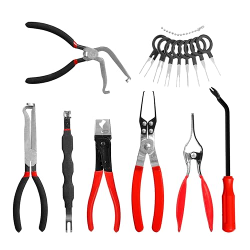 Electric Disconnect Pliers Set 8 Terminal Pin Removal Tool Kit, Car Automotive Angle Connector Removal, Electrical Wire Plug Plier, Clip For Trim (Electric Disconnect Pliers Set)