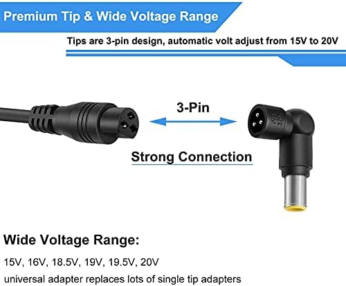 90W Universal Laptop Charger AC Adapter for HP Acer ASUS Sony Toshiba Dell Lenovo Samsung Gateway Notebook Power Cord 16V 18.5V 19V 19.5V 20V 24 Vwith 10 Tip