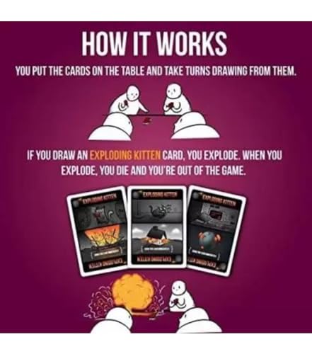 Image of Exploding Kittens Party Card Game Without Music for Family - Friend - Card Games for Adults | Teens & Kids 2-10 Players- Red