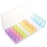 Segbeauty Clear Bead Container 28 Compartments with Secure Lids, Removable Tiny Jewelry Storage Box, Transparent Jewelry Organizer for Seeds Craft Making Accessories