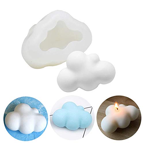 MoldFun 3D Cloud Silicone Mold for Fondant, Chocolate, Candy, Candle, Soap, Bath Bomb, Lotion Bar, Plaster of Paris (White/Pink)