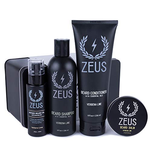 Zeus Everyday Beard Care Kit - Natural Beard Wash, Refined Beard Oil & Moisturizing Beard Balm – Made In Usa (Verbena Lime) #TOP20