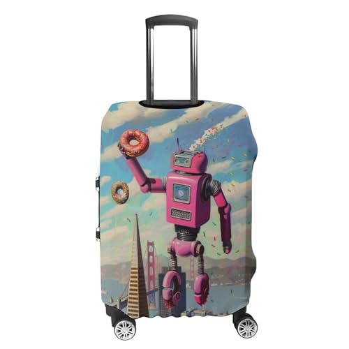 Robot Cool Donut Travel Suitcase Protector Luggage Cover Protective Washable Anti-scratch Baggage Cover4