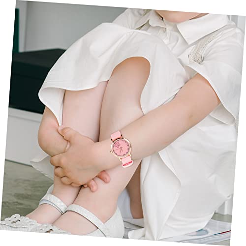 Mikikit 2pcs Canvas Flower Watch Detachable Lovers Female Student Pink Alloy3