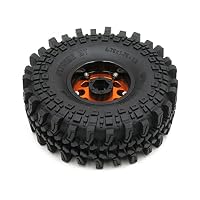 HOBBYSOUL 4 Stück RC 1,9 Schlamm Geländereifen Super Grip Soft Crawler LKW Reifen 121mm/4,75 Zoll & Aluminium 1,9 Beadlock Radfelge Sechskant 12mm Orange/Schwarz, (vormontiert) – Ansicht 5
