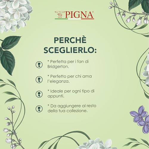 Pigna x Bridgerton, 10er-Pack Maxi-Hefte A4, 80 g Papier, 80 Seiten + personalisierbares Deckblatt, Innenseite 1R, liniert