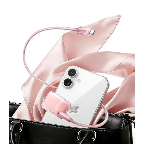 TORRAS IceNano [Travel-Friendly & Chic for Women on the Go] 30W Ultra-Mini Foldable Wall Charger, Portable Charger Block for iPhone 17/16/15 Series, Samsung, iPad Pro,Pink(5.6ft Cable Includ