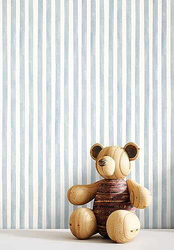 Newroom Tapete Blau Vlies Streifen - Kinder Aquarell Wasserfarbe Linien für Kinderzimmer Babyzimmer