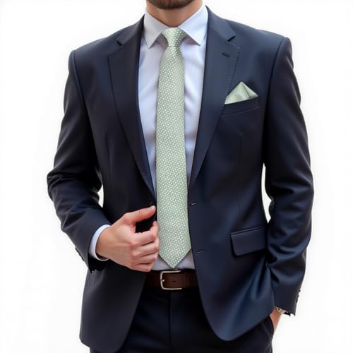 Image of DiBanGu Silk Zipper Ties for Men,Paisley Solid Plaid Pre-tied Tie and Pocket Square Cufflinks Set Formal Adjustable Necktie