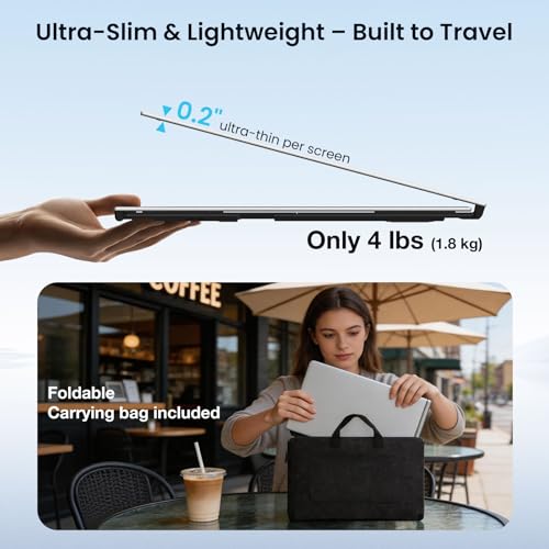 UK BONITOYS Laptop Screen Extender, 15.6" 1080P FHD IPS Display, One Cable Triple Monitor for 13"-17.3" Laptops, Driver Required, Laptop Monitor Extender Compatible with Windows, Mac, Chrome — view 4