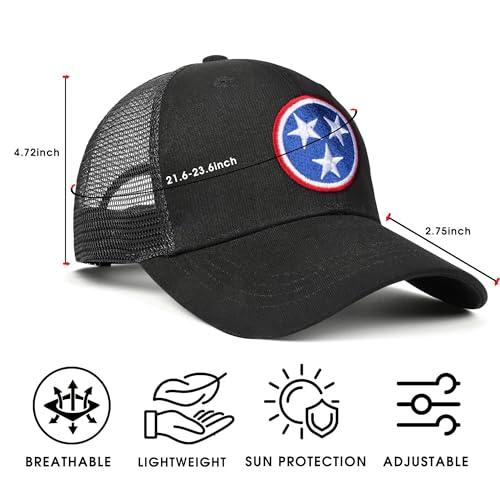 Image of Adjustable State Flag Trucker Hat Mesh Baseball Cap with Embroidered Patch for Men Women